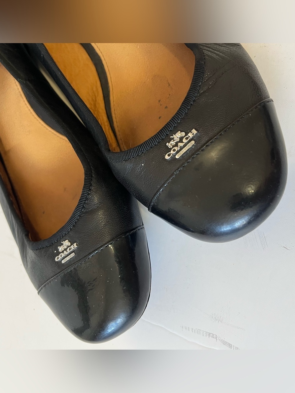 Coach Black Leather Ballet Flats Size 10 - Picture 9 of 10